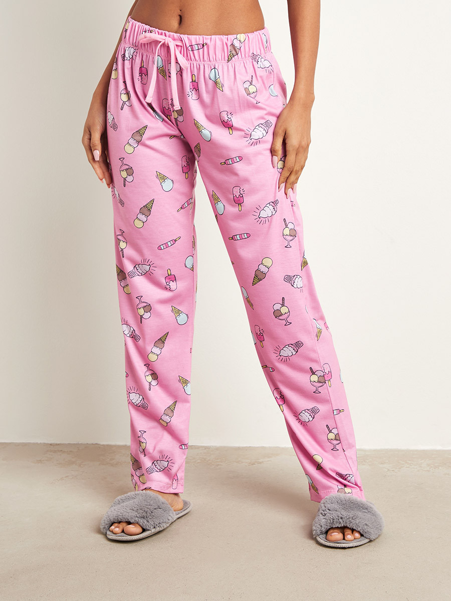 Styli Sweet Dream Slogan Printed T-shirt and Drawstring Waist Pyjama Set-women-clothing-nightwear-pyjamas-longsets-image-5