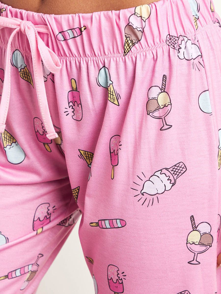 Styli Sweet Dream Slogan Printed T-shirt and Drawstring Waist Pyjama Set-women-clothing-nightwear-pyjamas-longsets-image-6