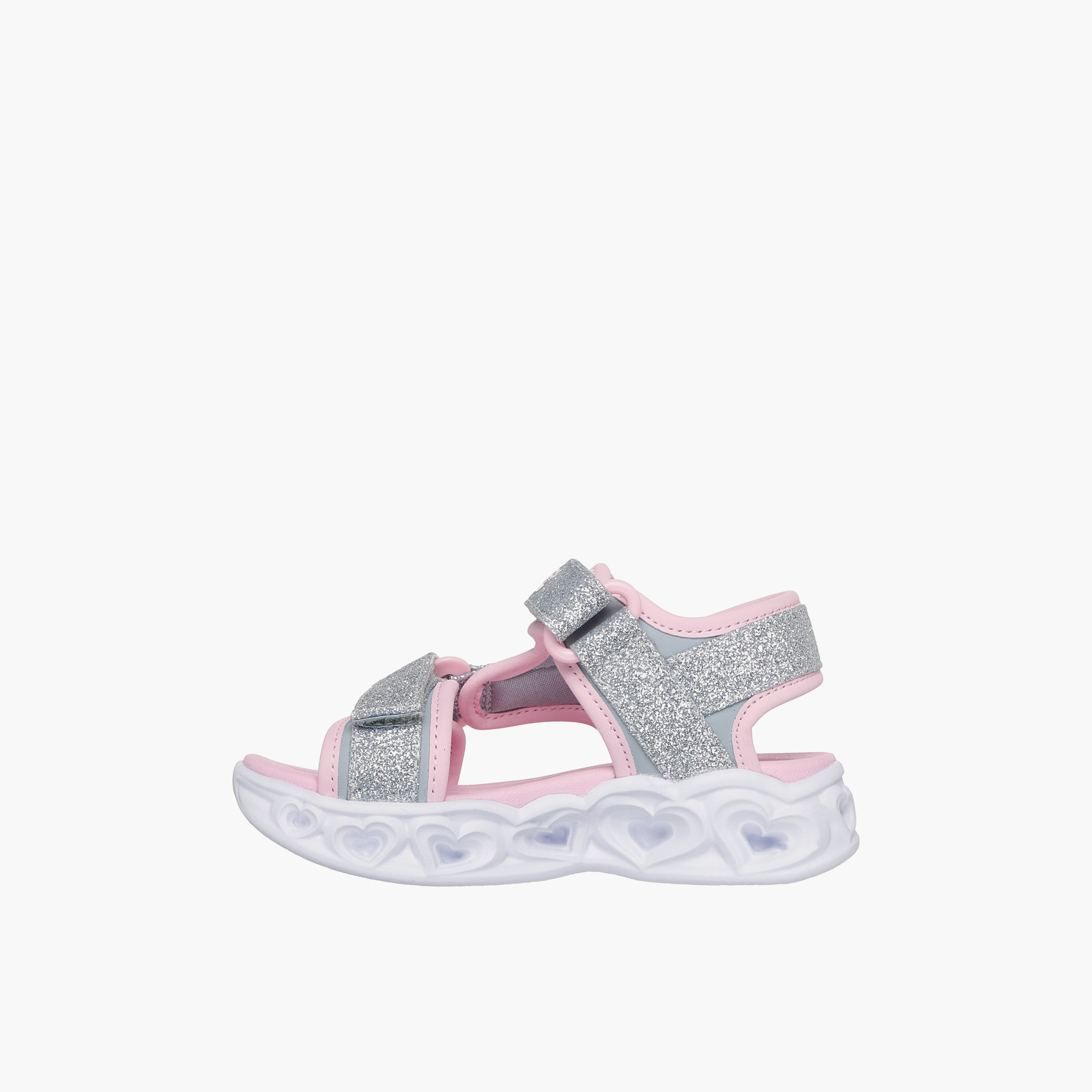 Skechers Girls HEART LIGHTS SANDALS Hook & Loop Flat Sandals-baby-girls-shoes-sandals-image-1