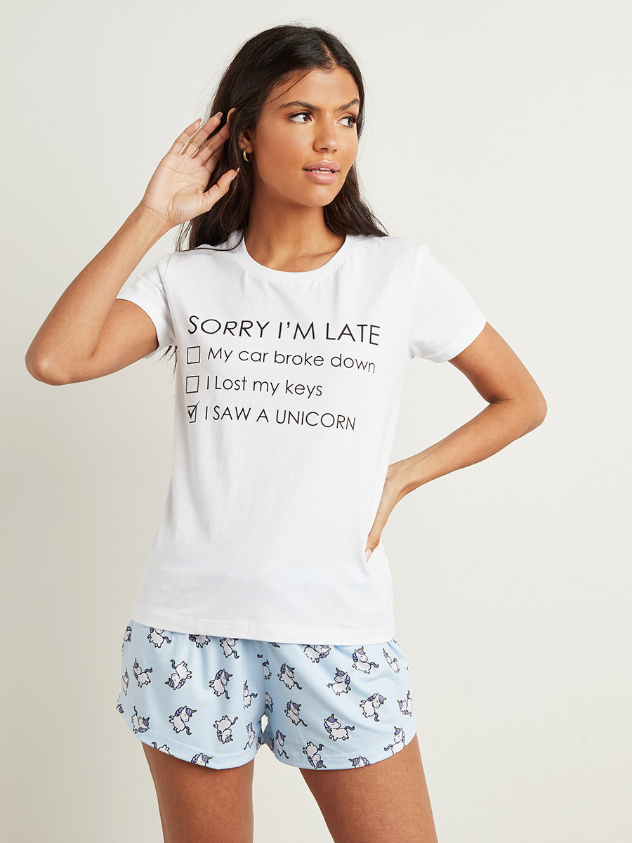 مجموعة من تيشيرت وشورت مطبوع من ستايلي-women-clothing-nightwear-pyjamas-bottoms-image-3