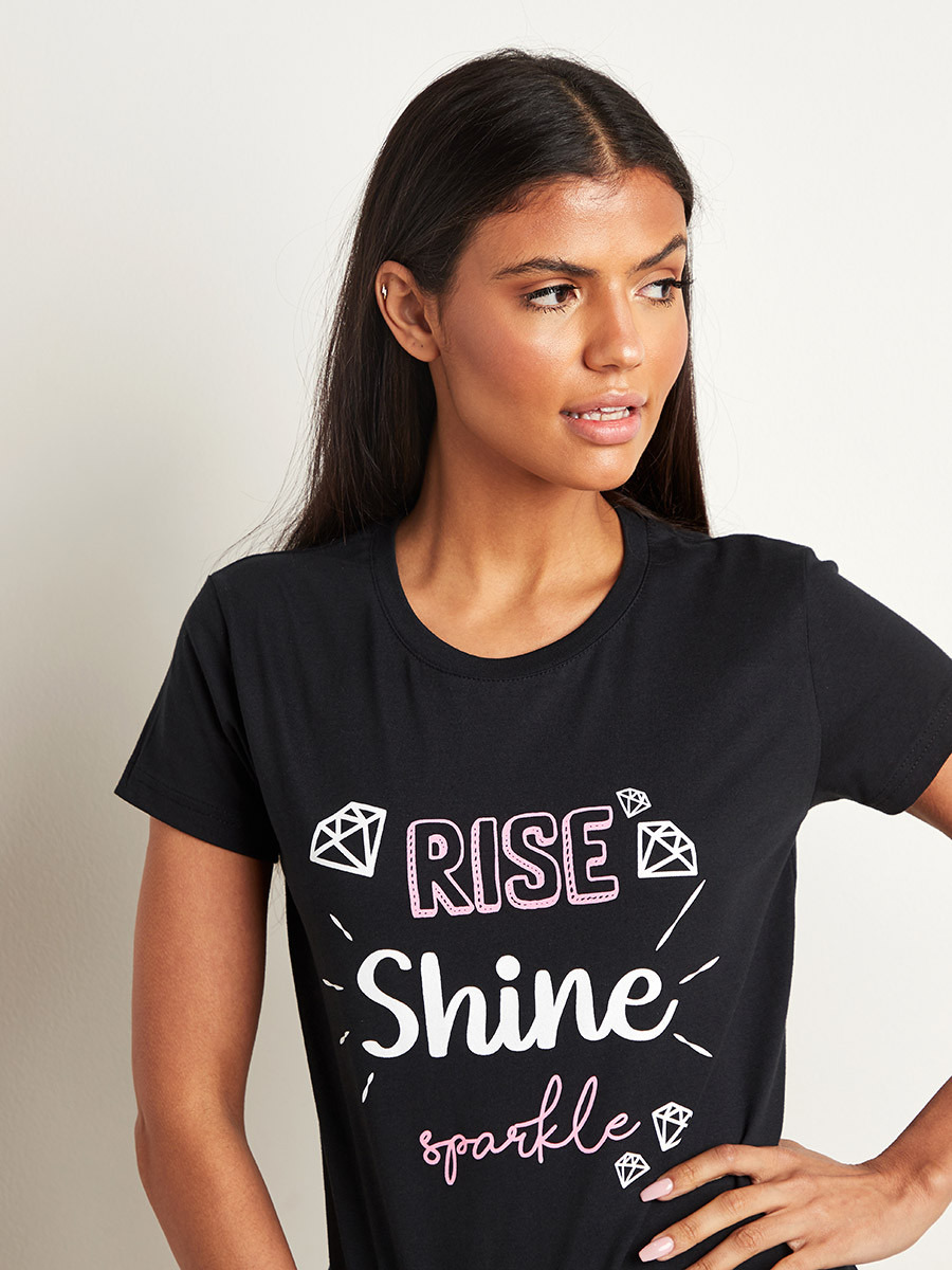 تيشيرت مطبوع بأكمام قصيرة من ستايلي-women-clothing-nightwear-pyjamas-longsets-image-4