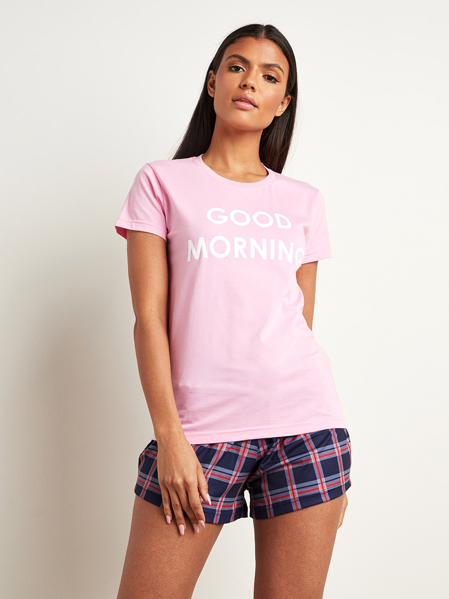 مجموعة من تيشيرت مطبوع وشورت من ستايلي-women-clothing-nightwear-pyjamas-longsets-image-6