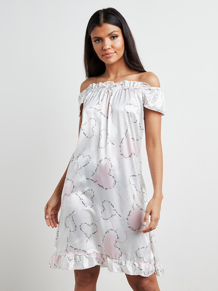 فستان سهرة مطبوع بتفاصيل كشكش من ستايلي-women-clothing-nightwear-nighties-image-1