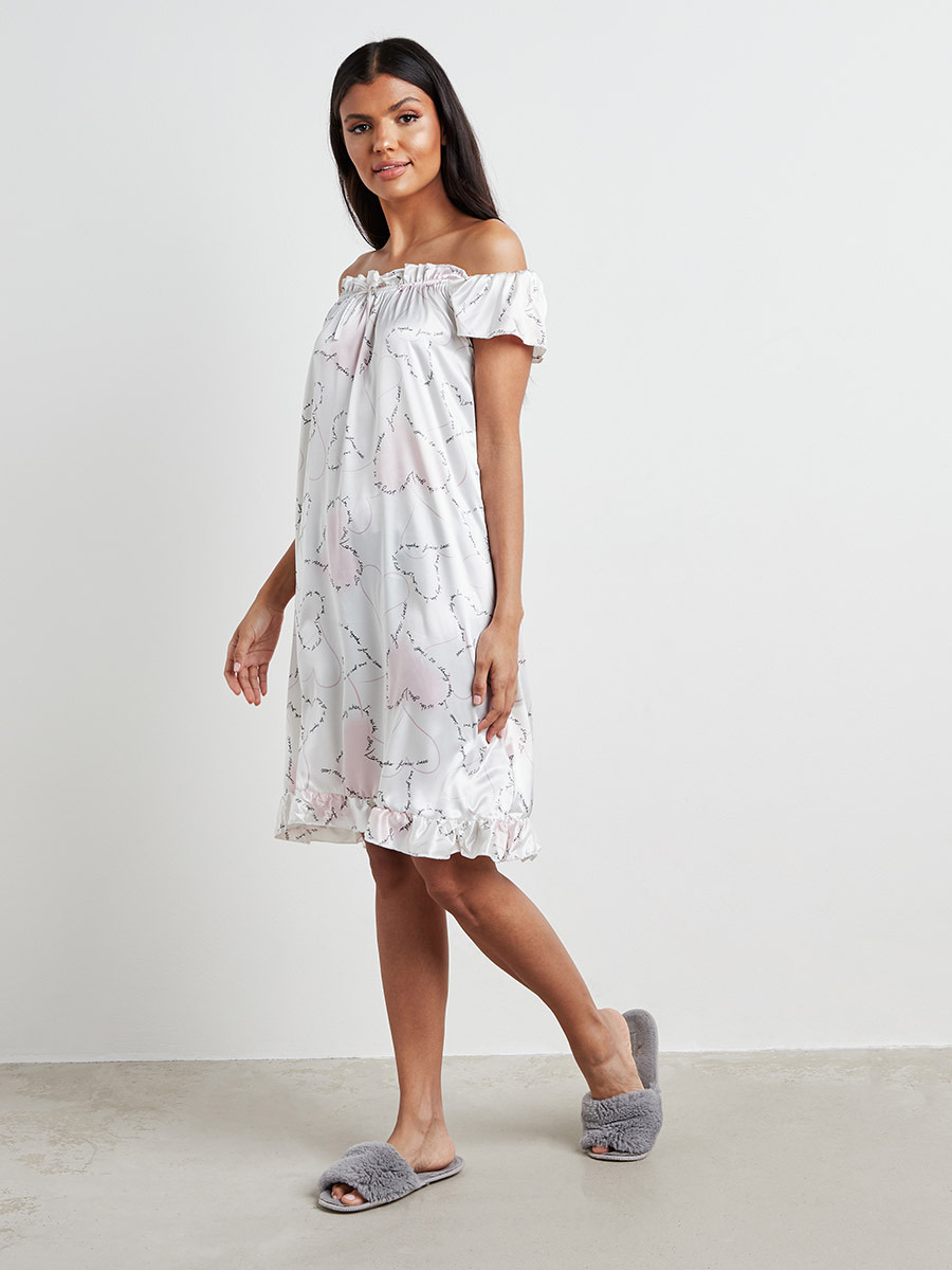فستان سهرة مطبوع بتفاصيل كشكش من ستايلي-women-clothing-nightwear-nighties-image-2