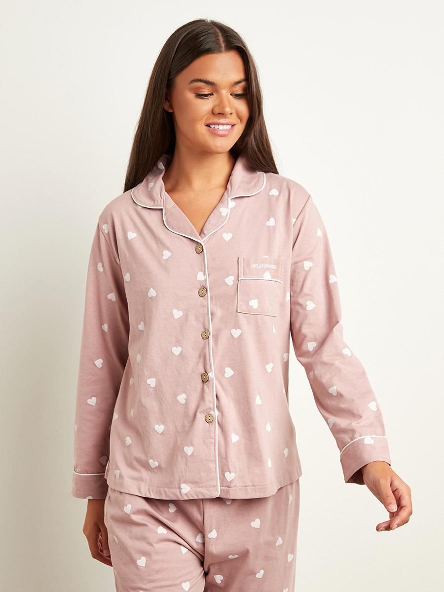 مجموعة من قميص بأزرار وبنطلون بيجاما من ستايلي-women-clothing-nightwear-pyjamas-longsets-image-2