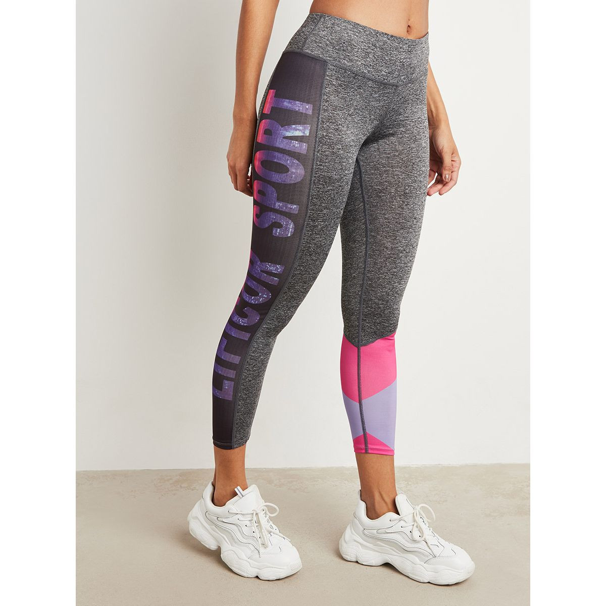 Styli Colorful Sport Text Printed Active Leggings-women-clothing-leggings-image-1