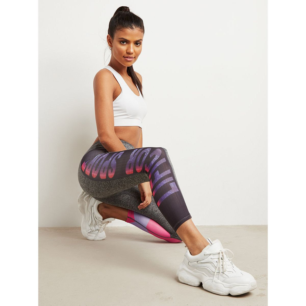 Styli Colorful Sport Text Printed Active Leggings-women-clothing-leggings-image-2