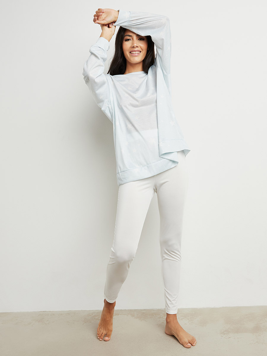 مجموعة من تيشيرت مطبوع وليقنز من ستايلي-women-clothing-nightwear-pyjamas-longsets-image-1