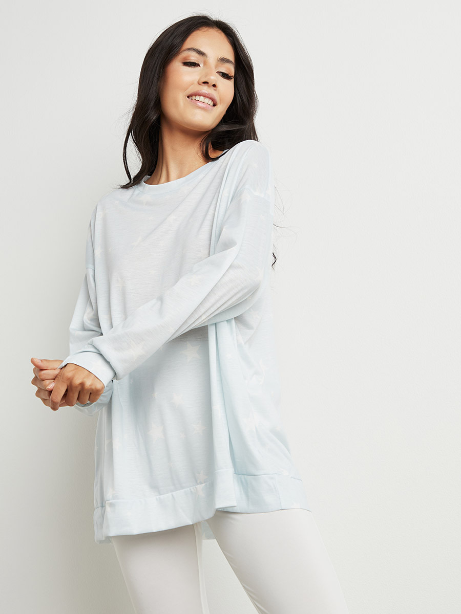 مجموعة من تيشيرت مطبوع وليقنز من ستايلي-women-clothing-nightwear-pyjamas-longsets-image-2