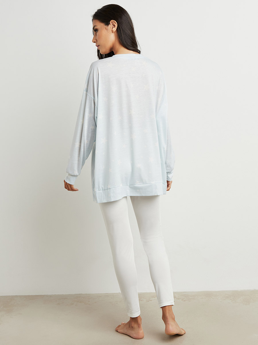مجموعة من تيشيرت مطبوع وليقنز من ستايلي-women-clothing-nightwear-pyjamas-longsets-image-3