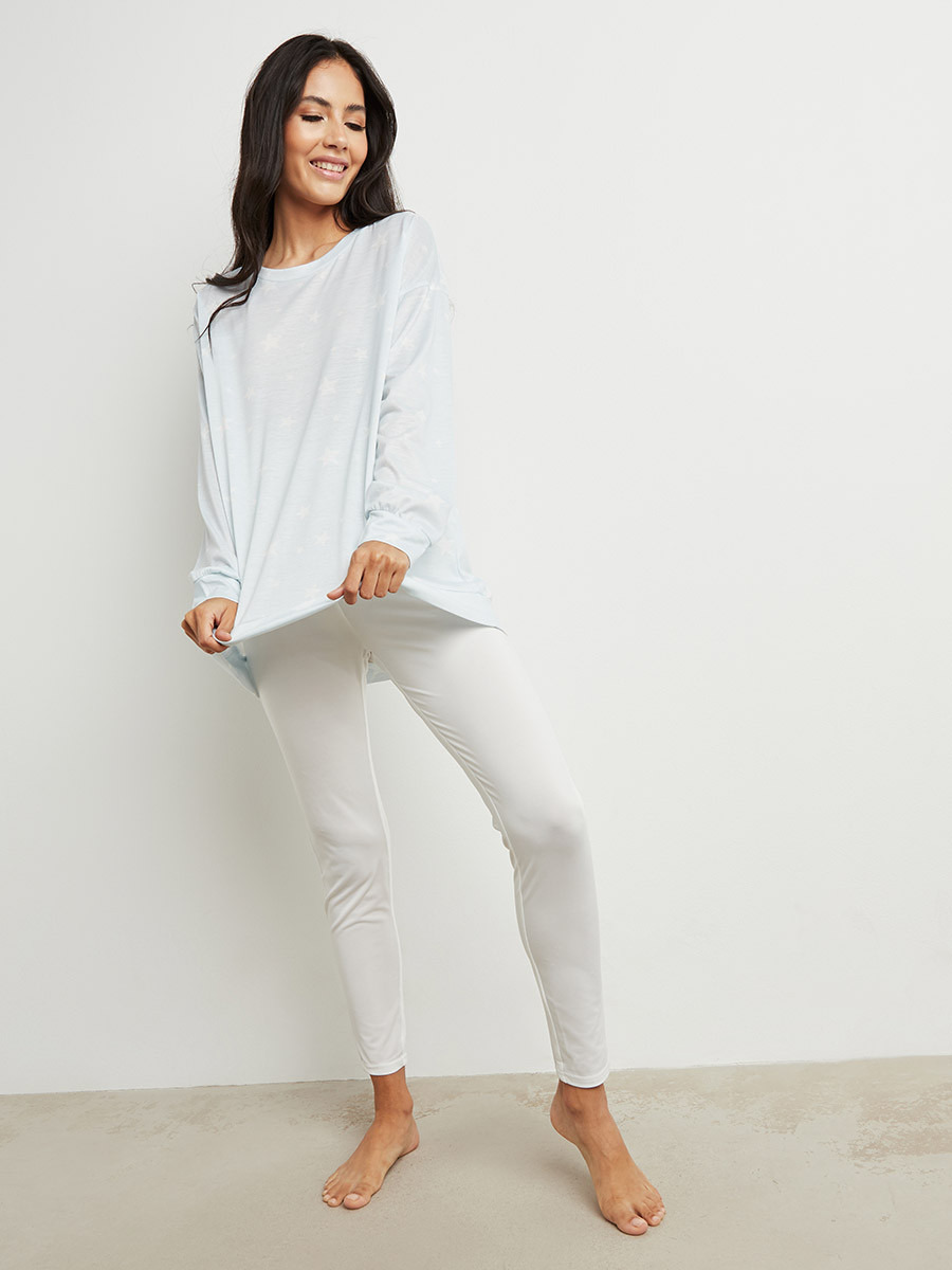 مجموعة من تيشيرت مطبوع وليقنز من ستايلي-women-clothing-nightwear-pyjamas-longsets-image-5