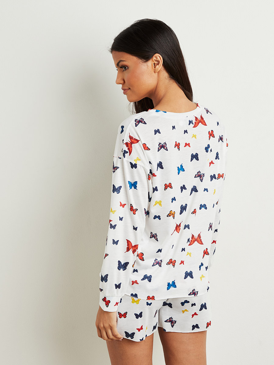 Styli AOP Butterfly Long Sleeves T-shirt and Short Set -women-clothing-nightwear-pyjamas-bottoms-image-6