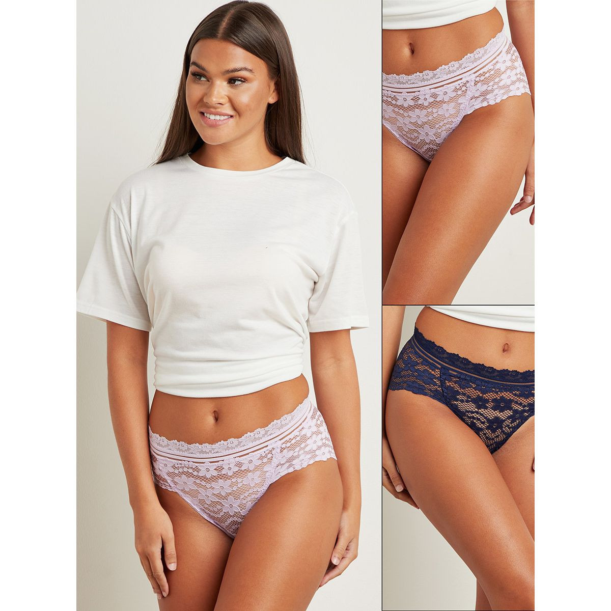 Styli Pack of 2 - Daisy Lace Elasticated Waistband Shorts-women-clothing-lingerie-panties-image-1