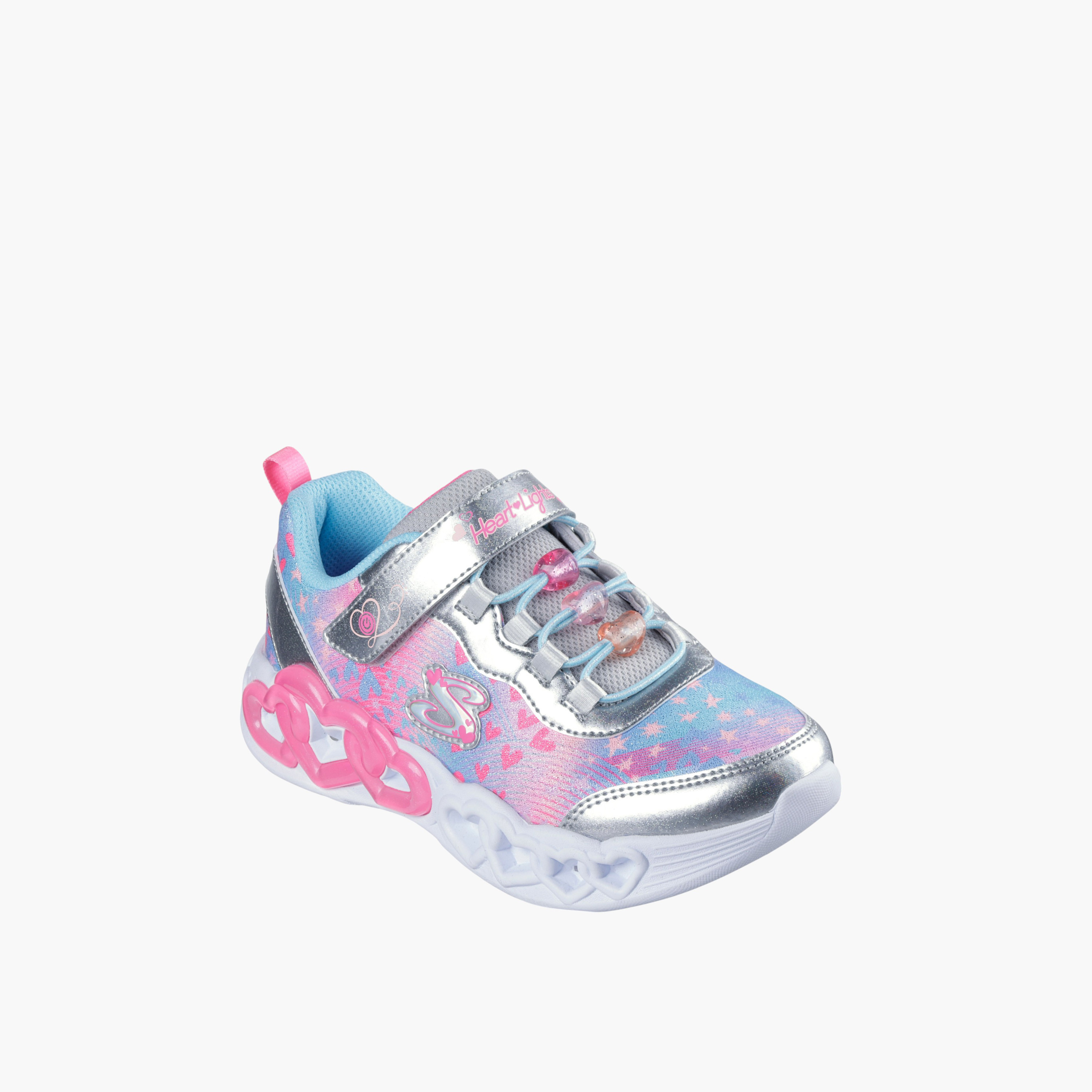 Skechers Girls Infinite Heart Lights Hook & Loop Walking Shoes-girls-shoes-sports-image-1