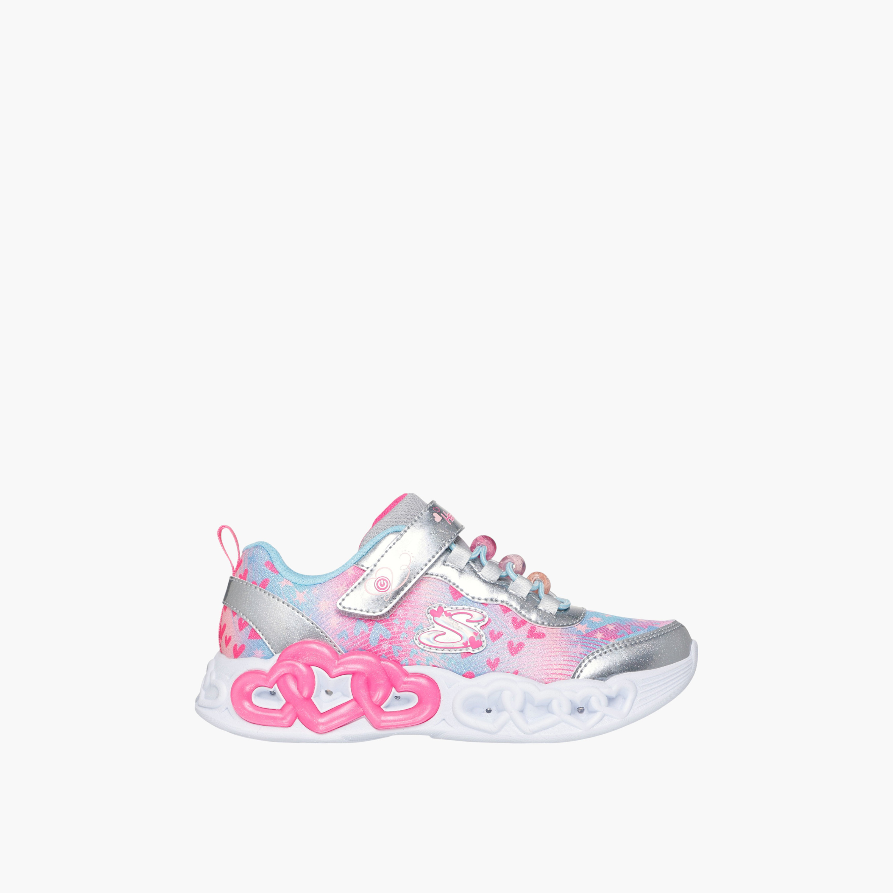 Skechers Girls Infinite Heart Lights Hook & Loop Walking Shoes-girls-shoes-sports-image-3