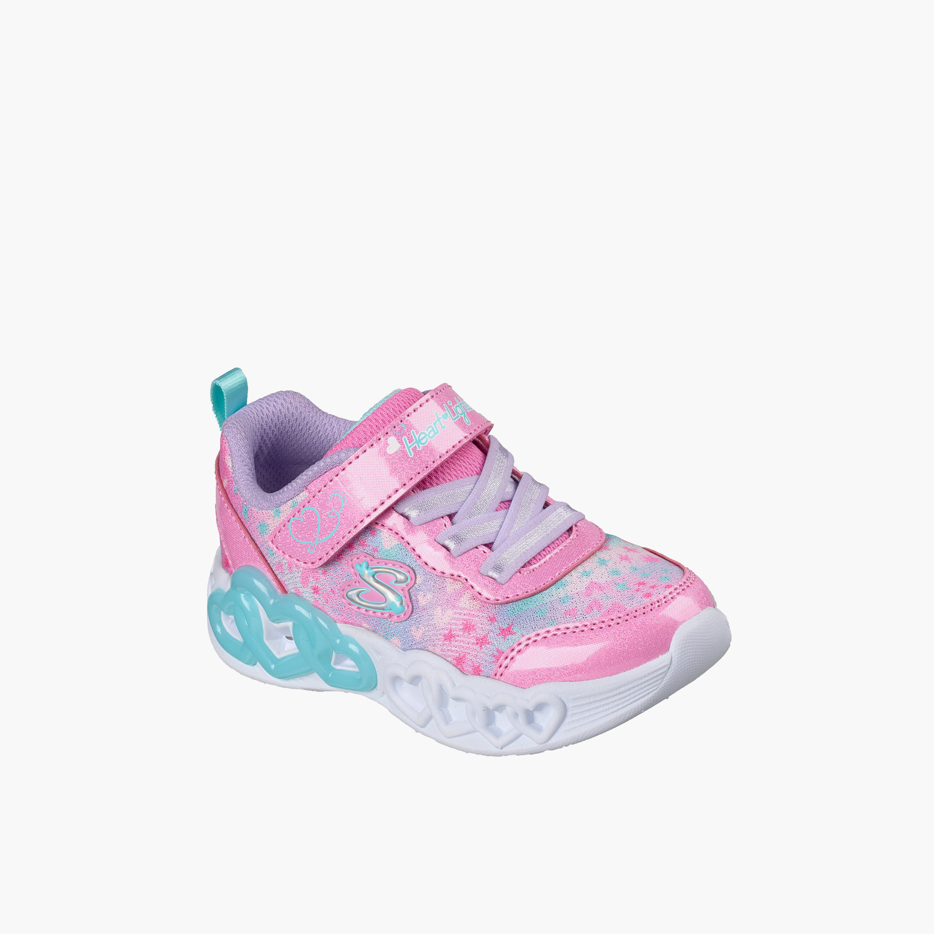 Skechers Girls INFINITE HEART LIGHTS Hook & Loop Light-Up Ankle Sneakers-baby-girls-shoes-closedshoes-image-1