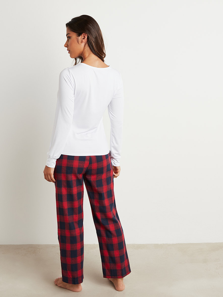 طقم بيجاما مطبوعة وبلوزة بزر من ستايلي-women-clothing-nightwear-pyjamas-bottoms-image-5
