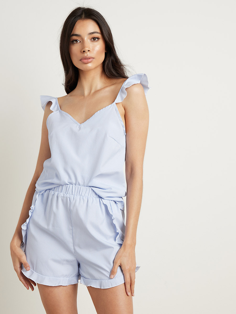 مجموعة من بلوزة بحمالات رفيعة وشورت من ستايلي-women-clothing-nightwear-pyjamas-bottoms-image-1