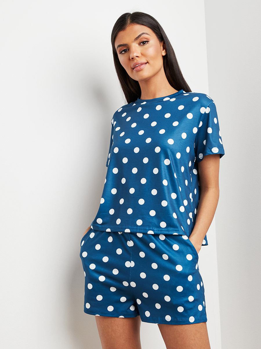 مجموعة من تيشيرت منقط وشورت من ستايلي-women-clothing-nightwear-pyjamas-bottoms-image-1
