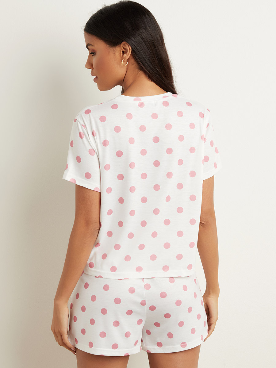Styli Spot Printed T-shirt and Short Set-women-clothing-nightwear-pyjamas-bottoms-image-4