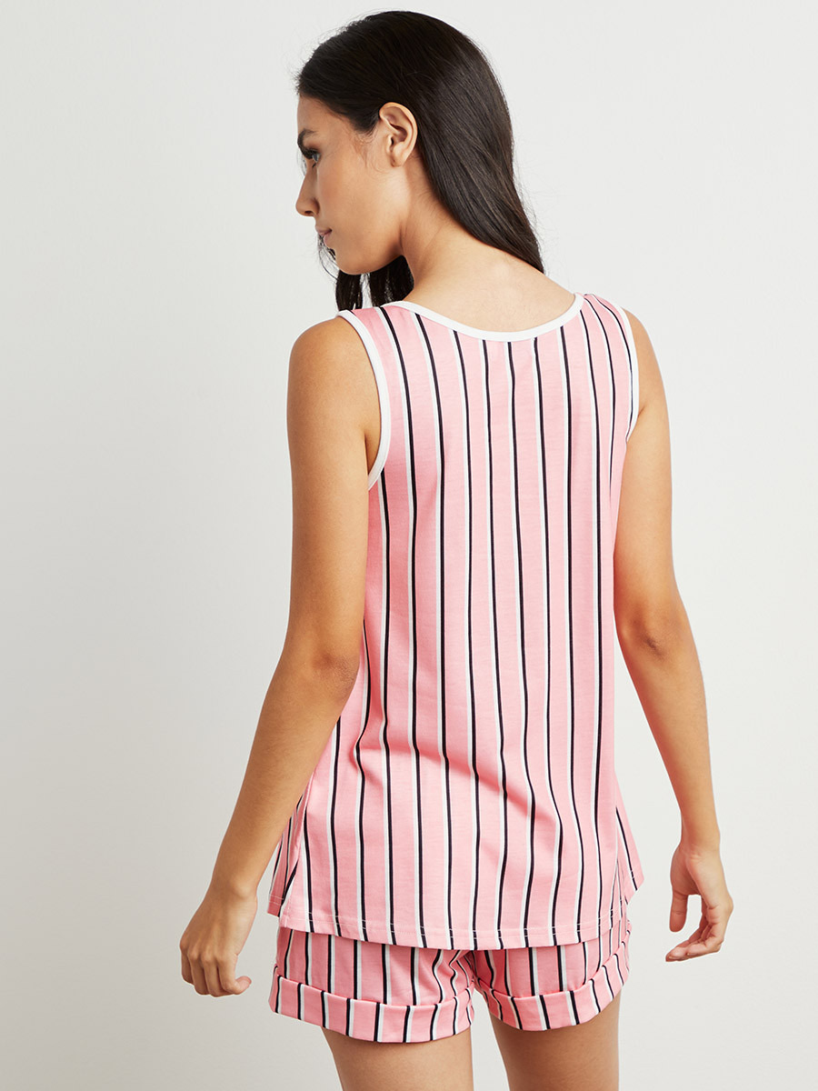 مجموعة من بلوزة بحمالات وشورت من ستايلي-women-clothing-nightwear-pyjamas-longsets-image-2