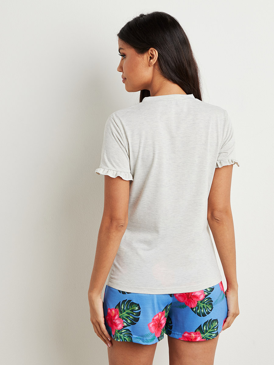 مجموعة من تيشيرت وشورت مطبوع من ستايلي-women-clothing-nightwear-pyjamas-bottoms-image-4