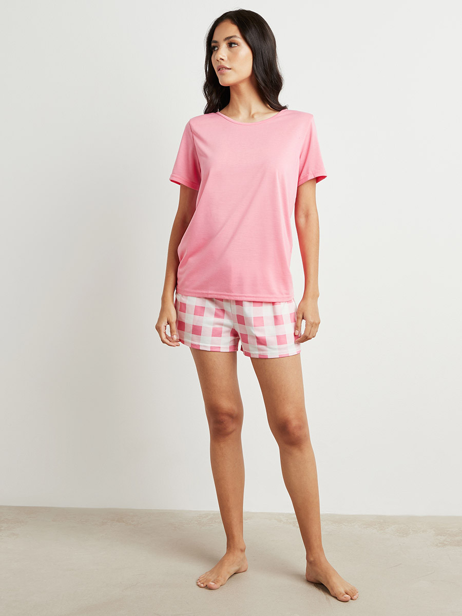 مجموعة من تيشيرت سادة وشورت من ستايلي-women-clothing-nightwear-pyjamas-longsets-image-2