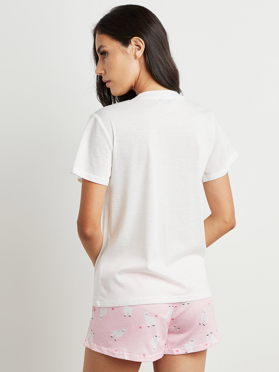 مجموعة من تيشيرت مطبوع وشورت من ستايلي-women-clothing-nightwear-pyjamas-bottoms-image-3