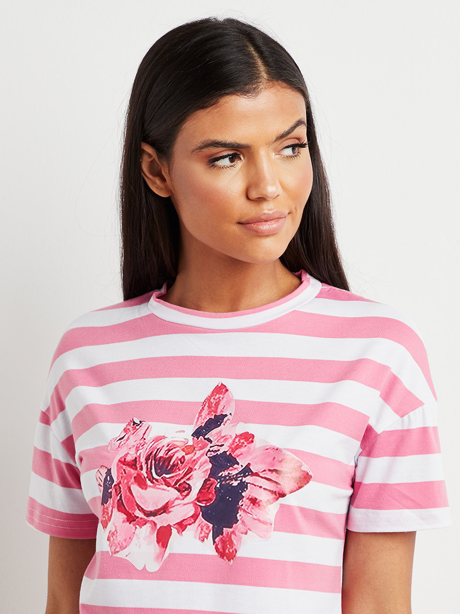 مجموعة من تيشيرت مطبوع وشورت من ستايلي-women-clothing-nightwear-pyjamas-bottoms-image-4