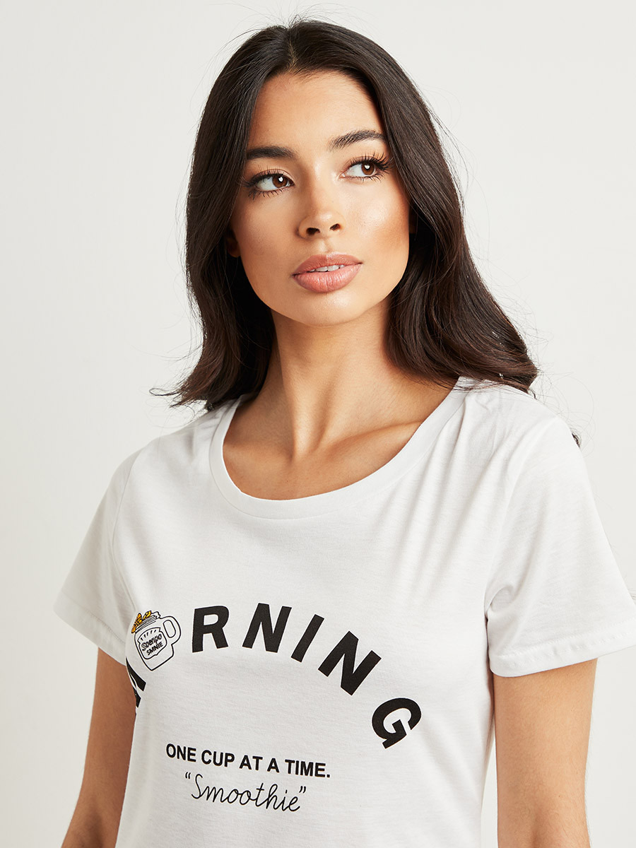 Styli Coffee Morning Slogan Printed Sleep T-shirt Dress-women-clothing-nightwear-nighties-image-3
