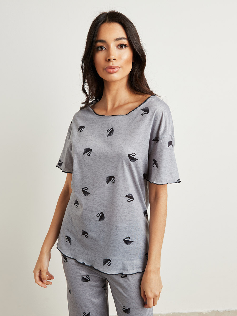 مجموعة من تيشيرت وبنطلون بيجاما من ستايلي-women-clothing-nightwear-pyjamas-longsets-image-2
