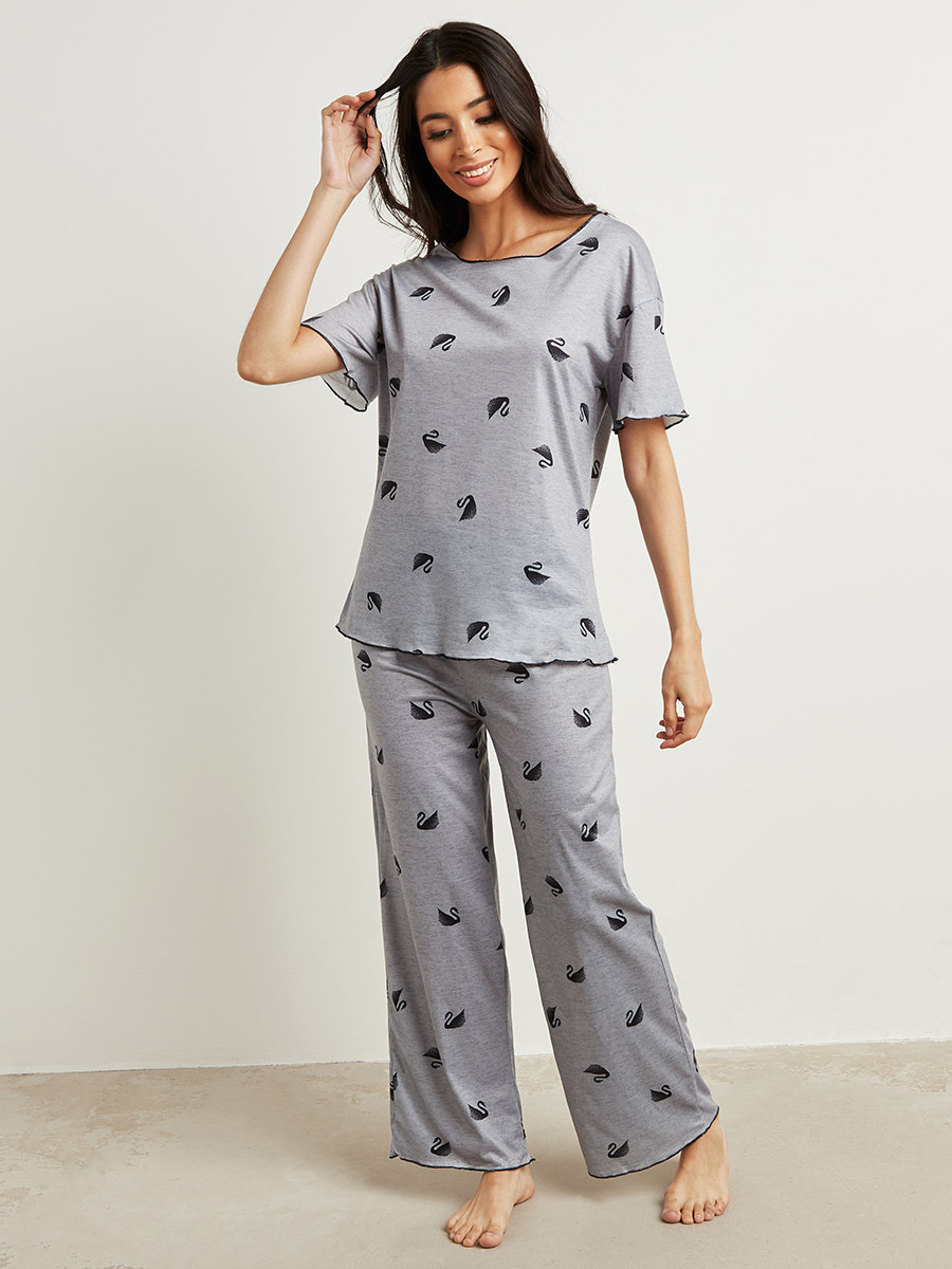 مجموعة من تيشيرت وبنطلون بيجاما من ستايلي-women-clothing-nightwear-pyjamas-longsets-image-3