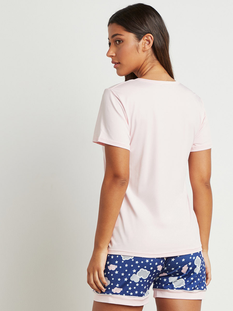 Styli Pyjama Party Print T-shirt and Star Print Short Set-women-clothing-nightwear-pyjamas-longsets-image-5