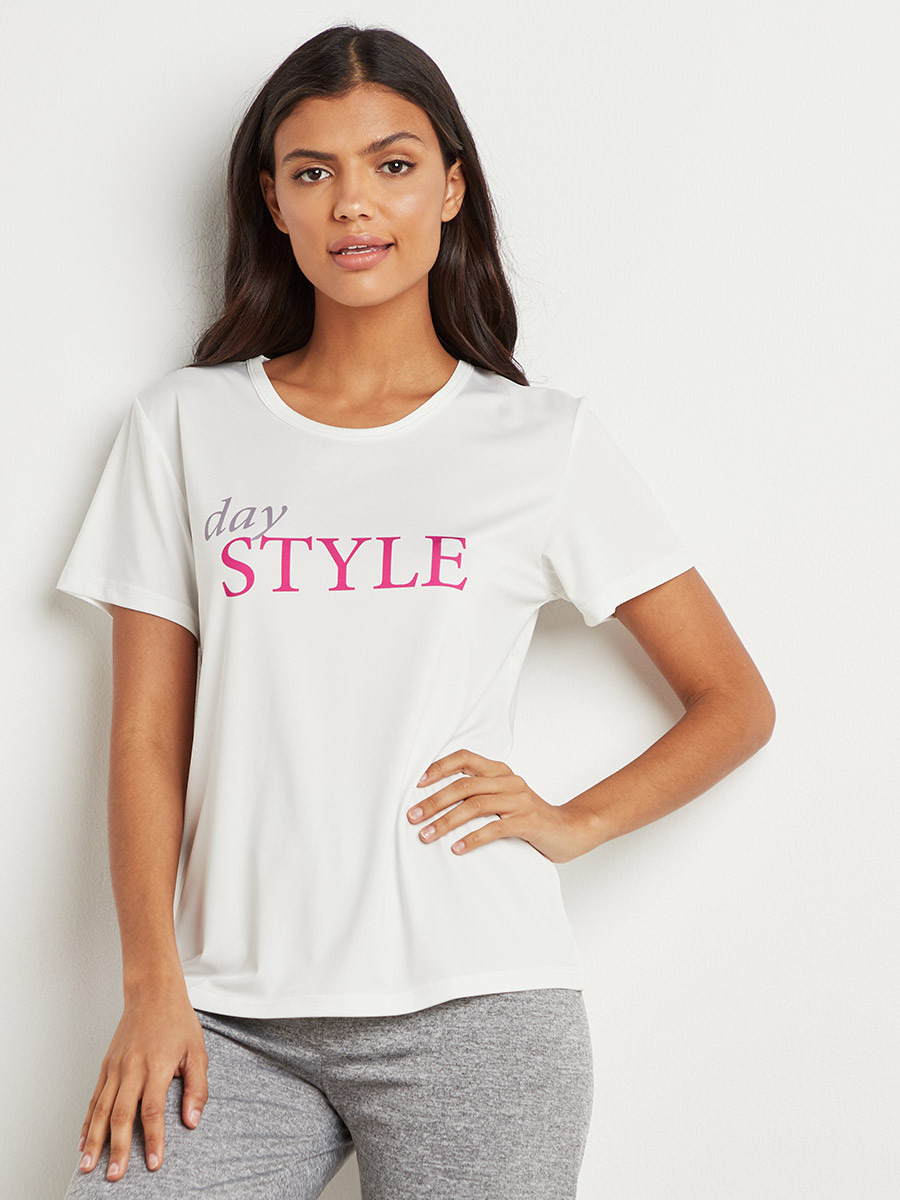 مجموعة من تيشيرت مطبوع وبنطلون بيجاما من ستايلي-women-clothing-nightwear-pyjamas-bottoms-image-2