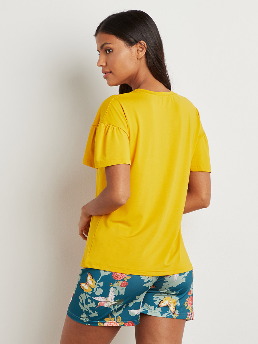 Styli Ruffled Sleeves T-shirt and Floral Printed Short Set-women-clothing-nightwear-pyjamas-longsets-image-2