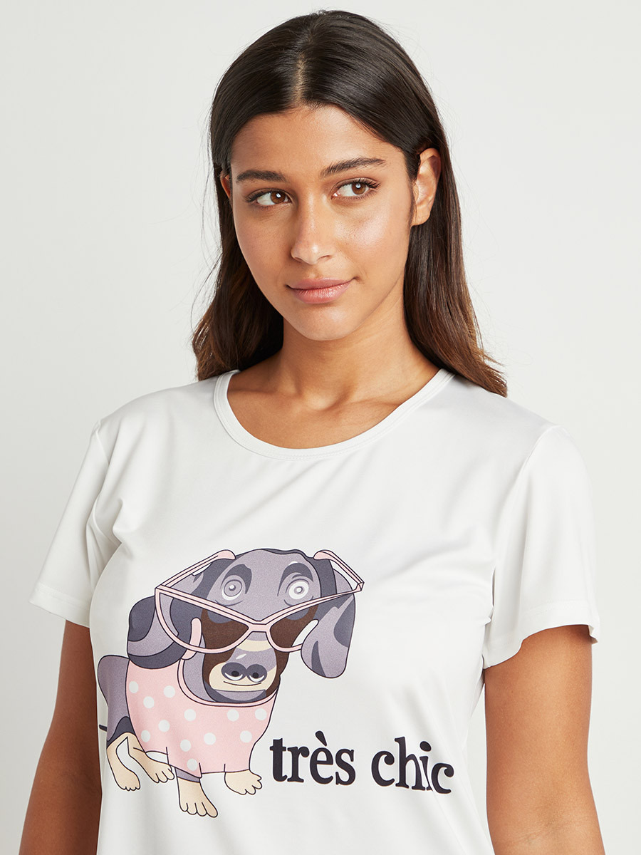 مجموعة من تيشيرت مطبوع وبنطلون بيجاما من ستايلي-women-clothing-nightwear-pyjamas-bottoms-image-2