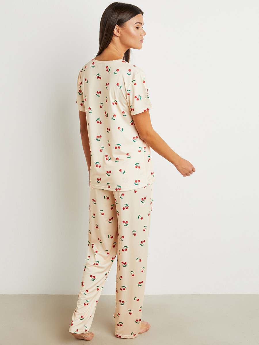 Styli Cherry Print Round Neck T-shirt and Pyjama Set-women-clothing-nightwear-pyjamas-longsets-image-5