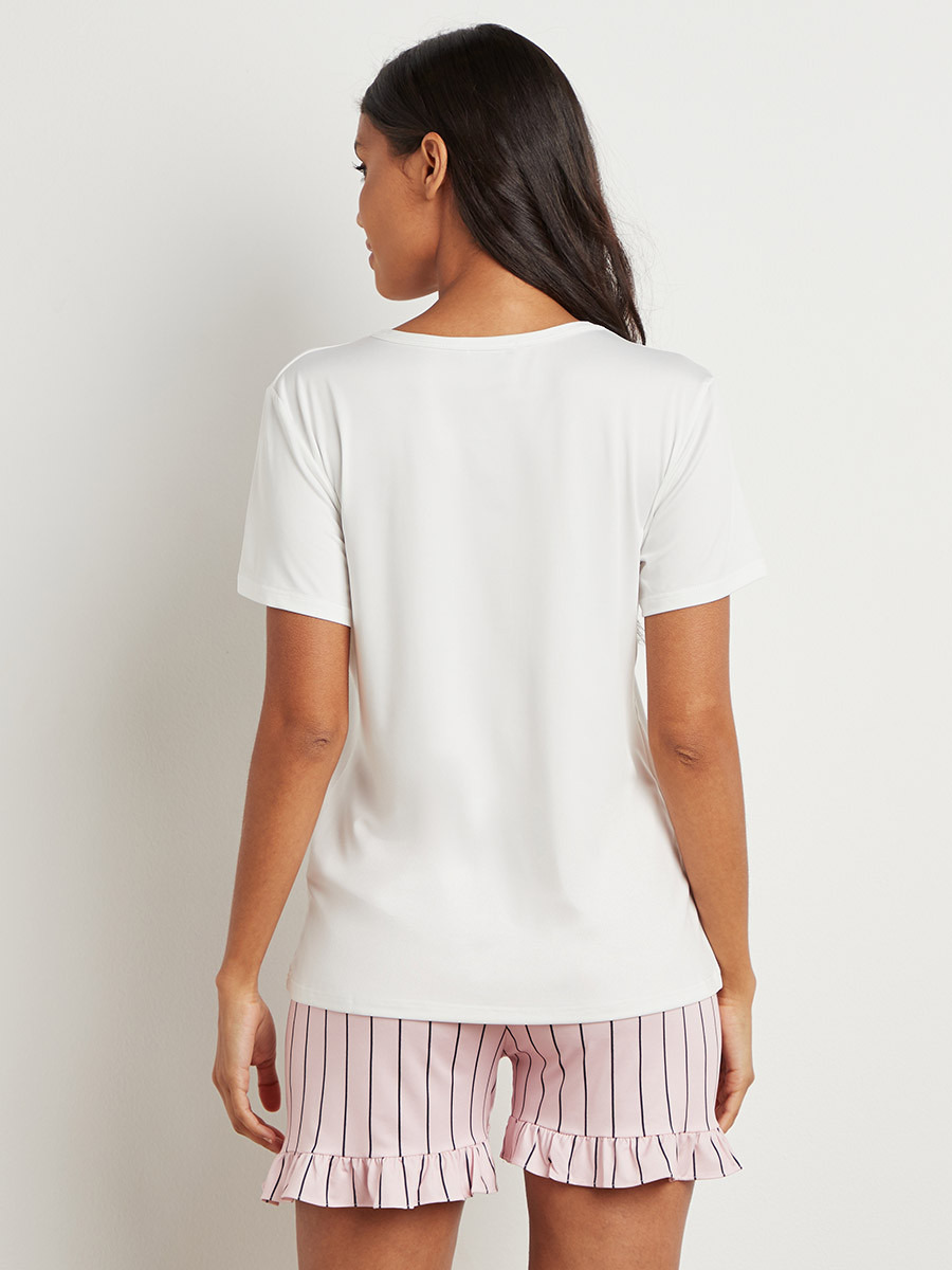 مجموعة من تيشيرت مطبوع وشورت من ستايلي-women-clothing-nightwear-pyjamas-longsets-image-3
