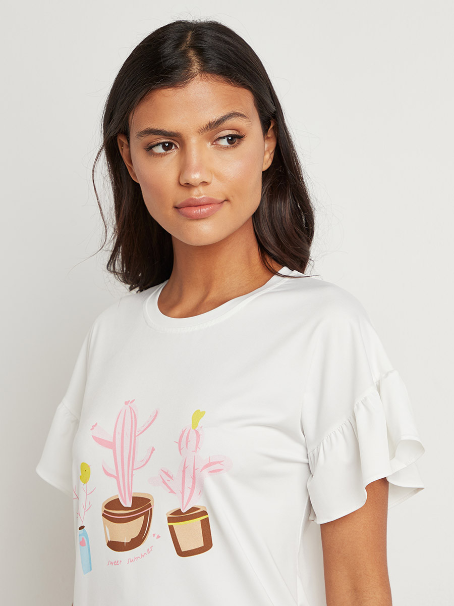 مجموعة من تيشيرت مطبوع وشورت من ستايلي-women-clothing-nightwear-pyjamas-longsets-image-4