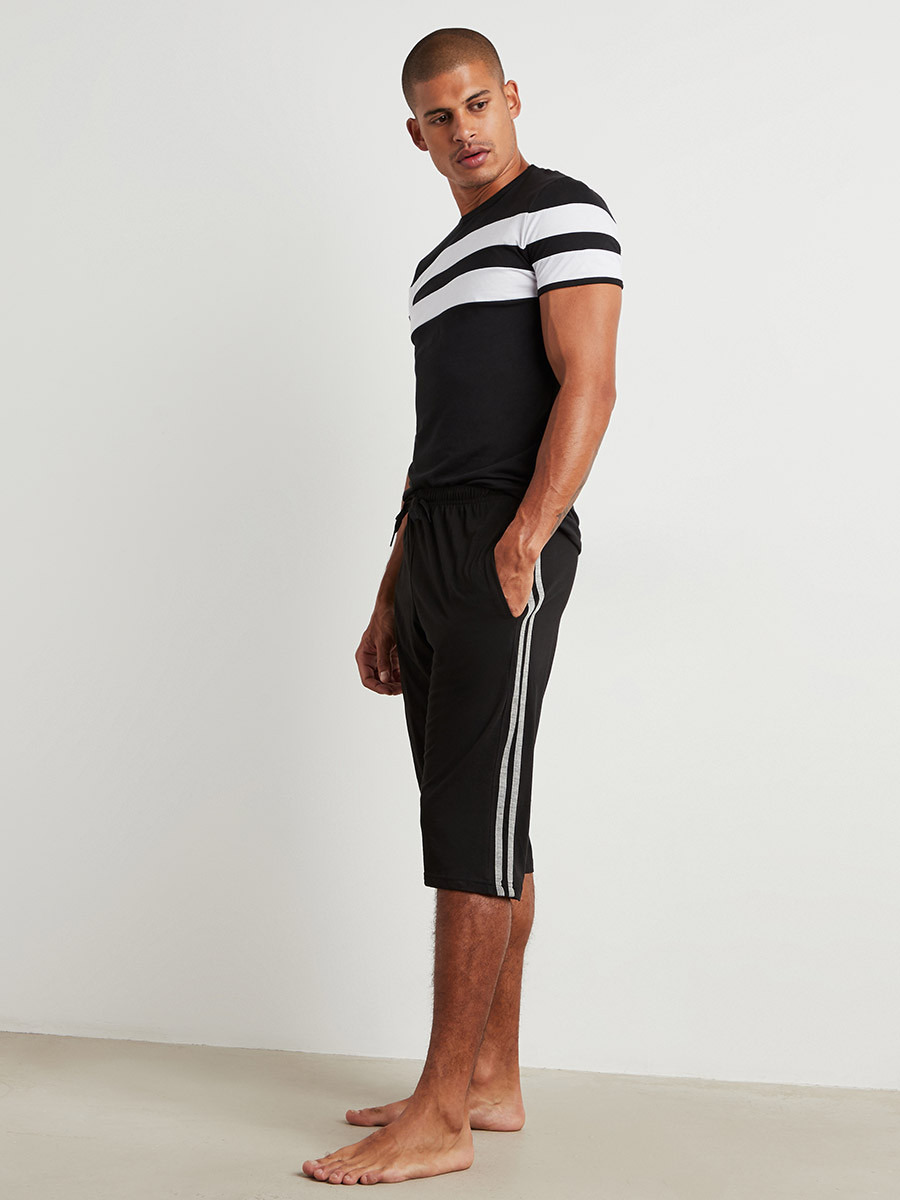Double Striped T-shirt & Short Set-men-clothing-nightwear-tshirts-image-1