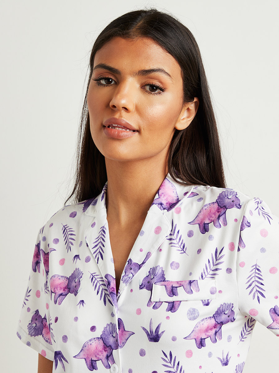 مجموعة من تيشيرت مطبوع وبنطلون بيجاما من ستايلي-women-clothing-nightwear-pyjamas-longsets-image-3