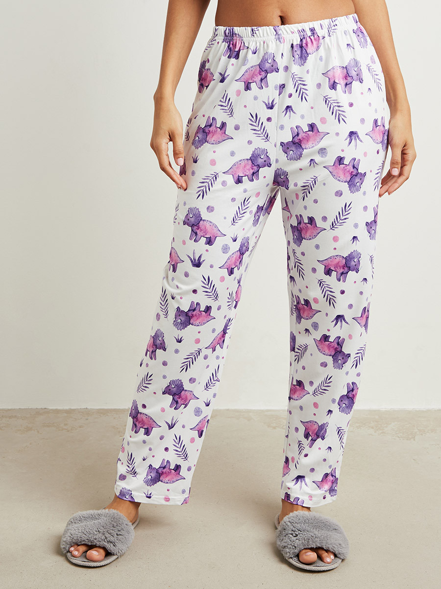 مجموعة من تيشيرت مطبوع وبنطلون بيجاما من ستايلي-women-clothing-nightwear-pyjamas-longsets-image-4
