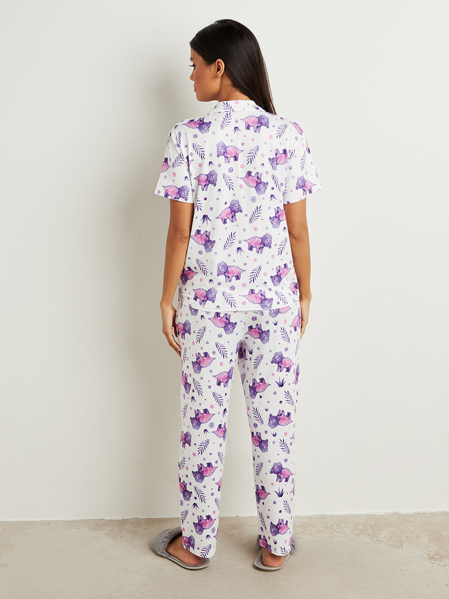 مجموعة من تيشيرت مطبوع وبنطلون بيجاما من ستايلي-women-clothing-nightwear-pyjamas-longsets-image-5