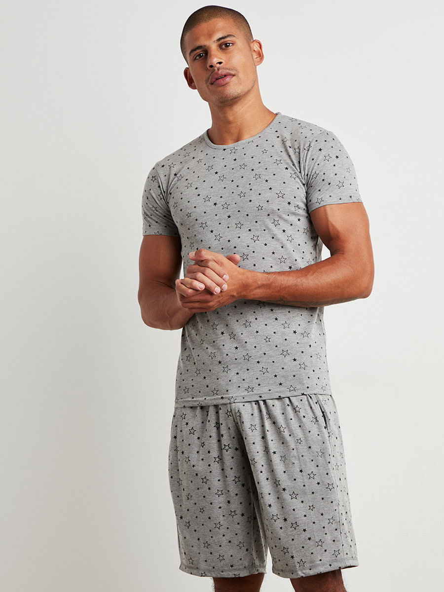 Star Print T-shirt and Short Set-men-clothing-nightwear-tshirts-image-2