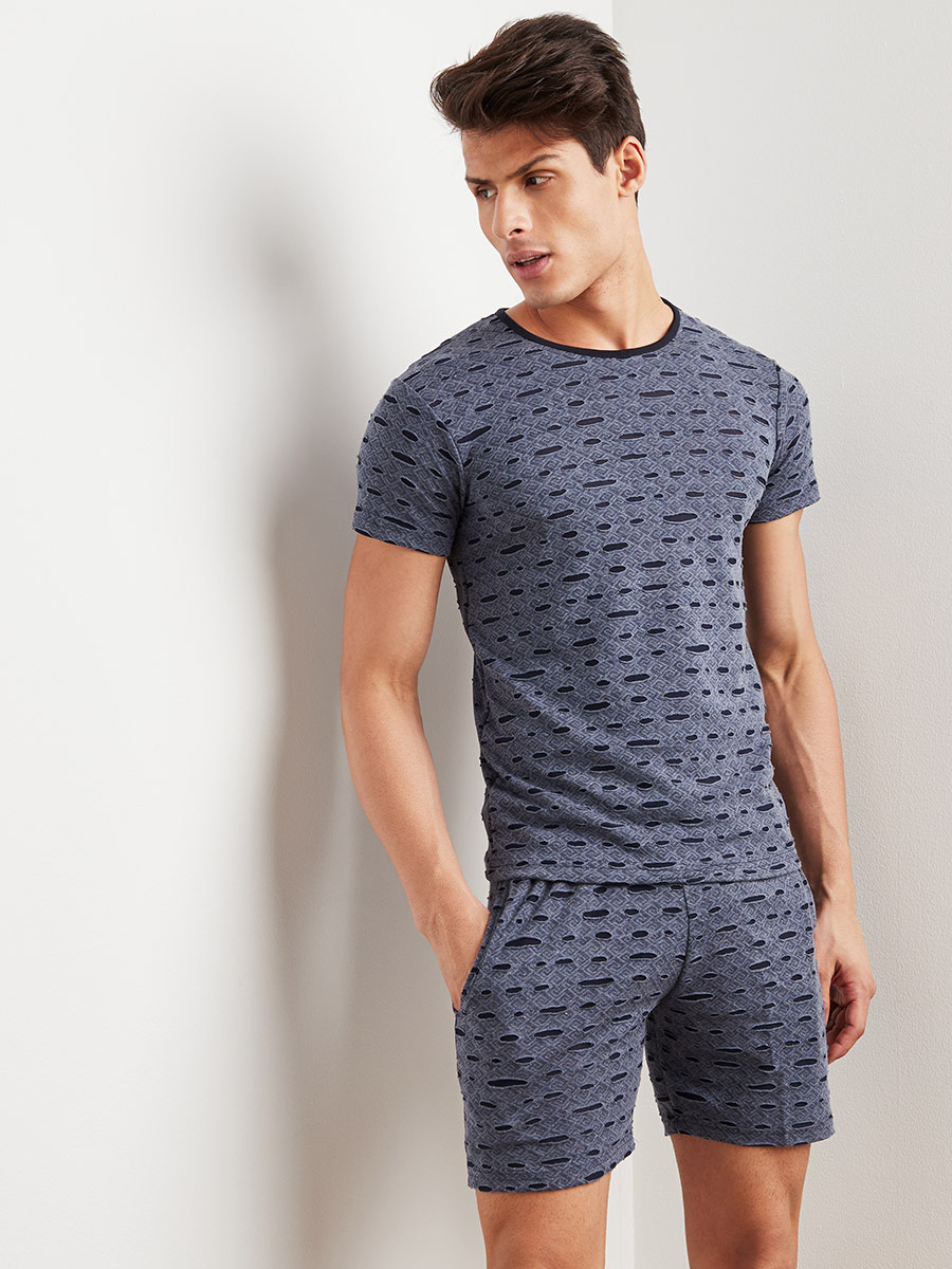 مجموعة من تيشيرت بارز الملمس وشورت-men-clothing-nightwear-tshirts-image-6