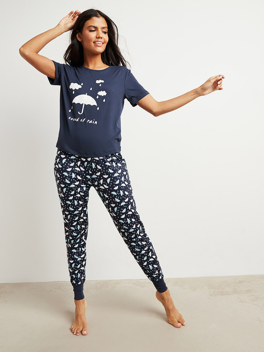 Styli Rainy Cloud Print T-shirt and Pyjama Set-women-clothing-nightwear-pyjamas-longsets-image-4