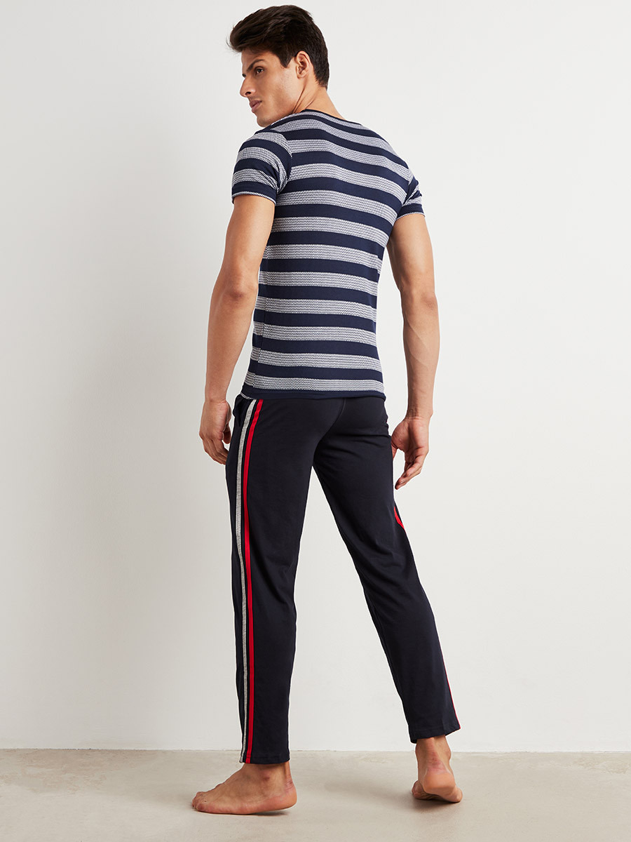 Striped T-shirt and Straight Pyjama Set-men-clothing-nightwear-tshirts-image-4