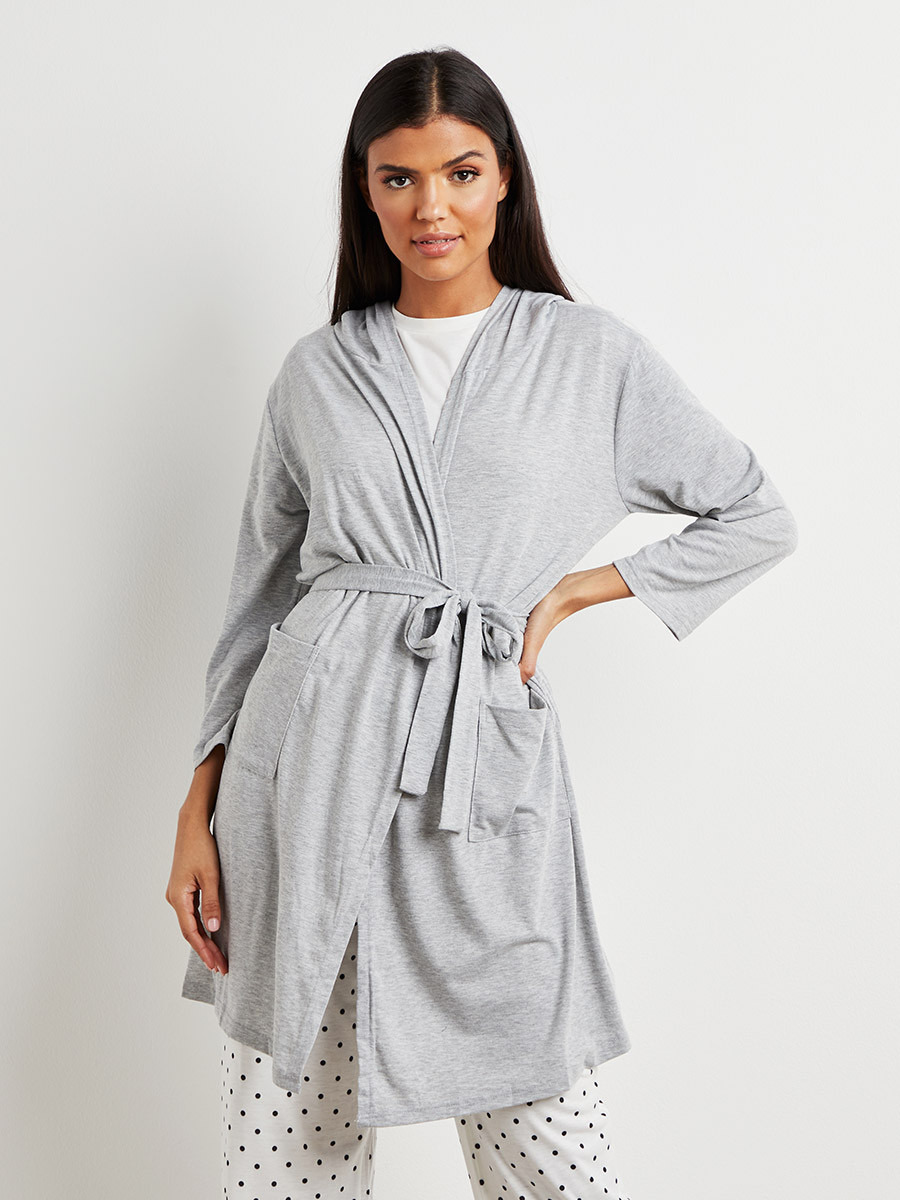 روب سادة بأكمام طويلة وحزام خصر من ستايلي-women-clothing-nightwear-robes-image-1