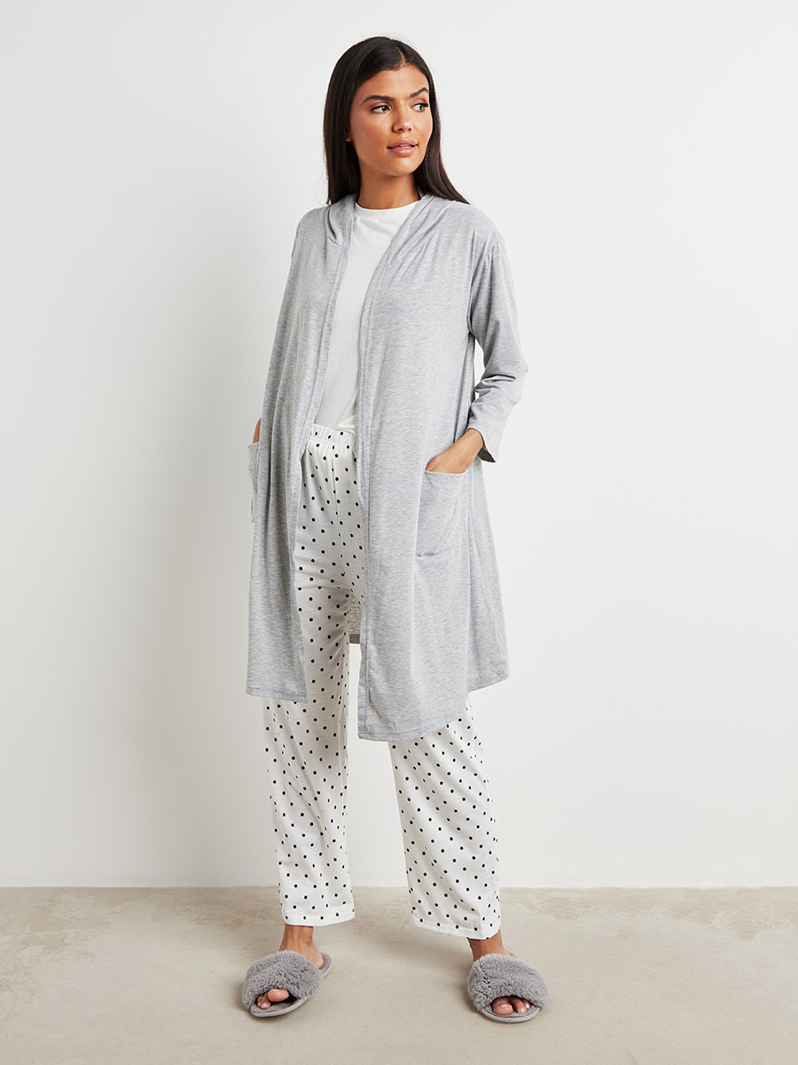 روب سادة بأكمام طويلة وحزام خصر من ستايلي-women-clothing-nightwear-robes-image-2