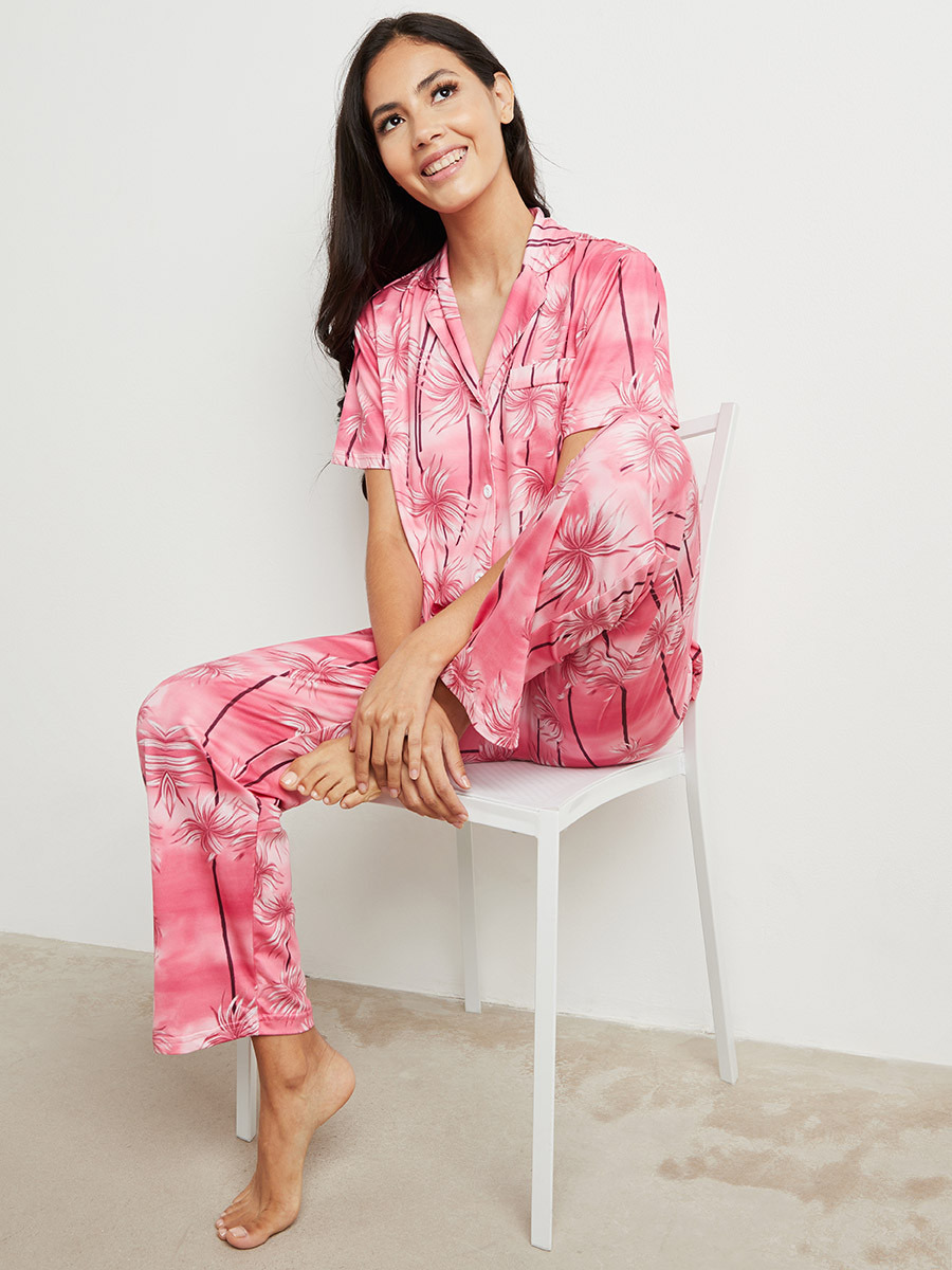 مجموعة من قميص وبنطلون بيجاما من ستايلي-women-clothing-nightwear-pyjamas-longsets-image-1